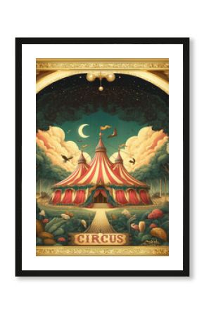 Neo Classic Circus poster. A vintage circus poster of a big top circus in the nature