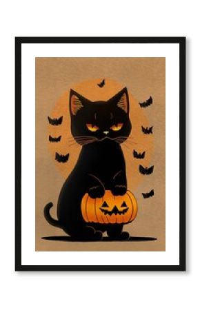 Black cat in Halloween mode