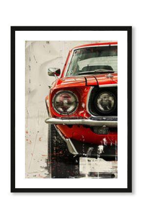 Lights in classic red sport car 