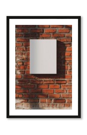 blank canvas frame mock up on red brick wall vintage art gallery style vertical aspect