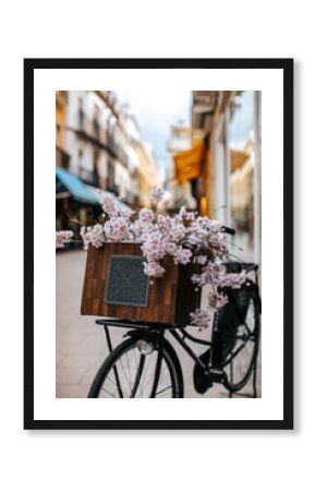 Vintage bicycle with flower