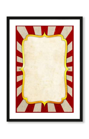 Circus Carnival vintage poster background with golden frame