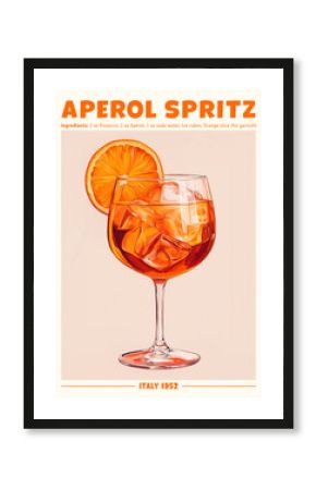 Aperol Spritz Cocktail Poster Italy 1952