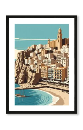 Germany: Poster Illustration Travel Print Decor Gift Paper Canvas Wall Retro Art