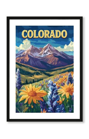 Travel poster of Colorado. Wall hanging art of Colorado.