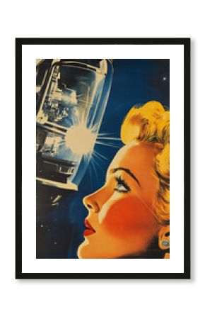 Retro sci-fi poster 1950s futuristic quantum communication advanced technology classic pulp fiction vintage aesthetic intergalactic signal transmission visionary concept,dreamy,art,wallpaper,story