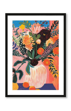 Flowers still life oil painting illustration 