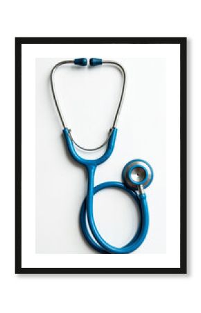 Vintage Blue Stethoscope on White Background - Ideal for Medical Blogs, Health Websites, and Educational Materials