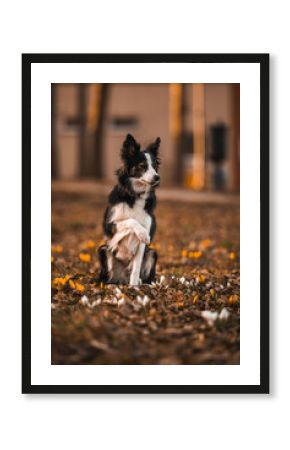 Border collie wymachuje łapą