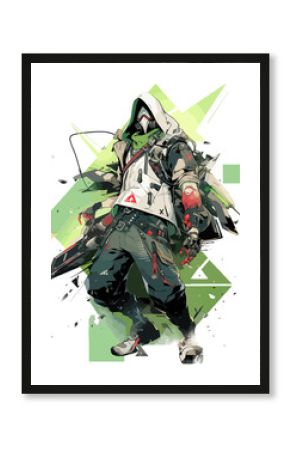 Cooler Videogame Assassin im futuristischen Cyberpunk Style für Gamer und Zocker - Generative AI