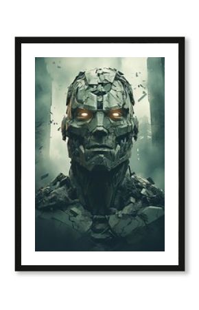a robot with glowing eyes. Generative AI Art.