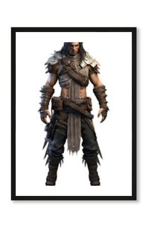 3D gaming warrior character on transparent background
