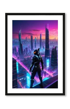 cyber woman on the city