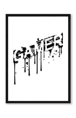 graffiti tropfen gamer cool risse kratzer logo wahrer pixel 8 bit retro zocken spielen computer spaß konsole controller freak pad game spiel clipart
