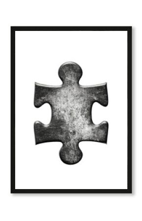 Isolated Grungy Metal Jigsaw Puzzle Piece