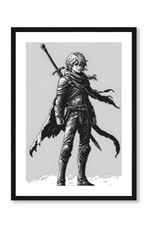 Pixel Art Warrior with Sword