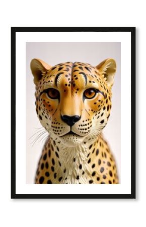 Stunning Cheetah statue on white background