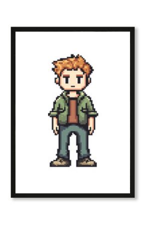 Isolated Pixel Art Standing Man
