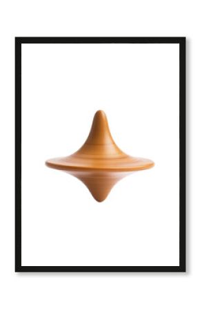 Isolated Plain Wooden Spinning Top with Smooth Finish