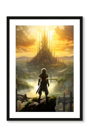 Magical Dusk over the Fabled City - A Serene Scene from Final Fantasy