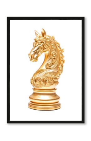 Isolated Golden Knight Chess Piece
