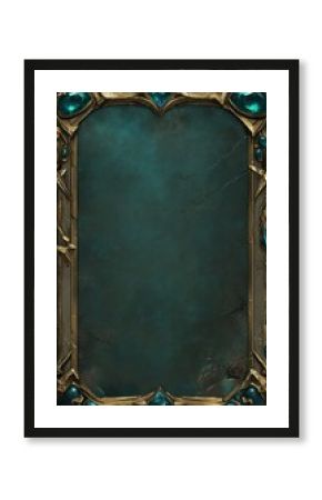 Teal stone frame fantasy card game design template
