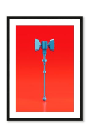 Medieval Nordic knight hammer.  Ancient battle weapon. Monochrome blue hammer, 3d rendering