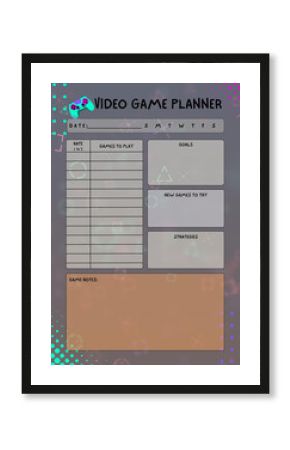 Video game planner digital planning insert sheet printable page template