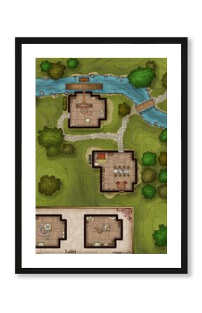 Fantasy illustration of a map for TTRPG, RPG, games, video games, books, or similarly based fantasy publications.