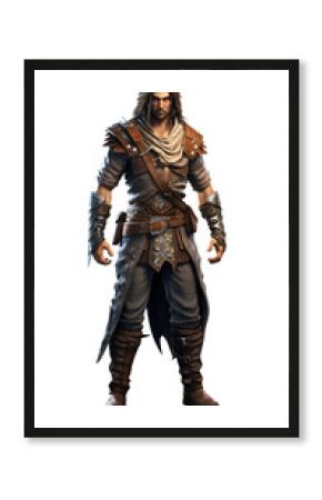 3D gaming warrior character on transparent background