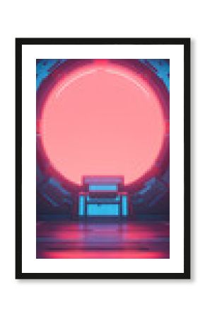 Futuristic neon pink blue and grey futuristic sci-fi background for a video game.  