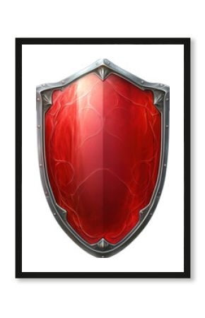 Red shield with metal trim
