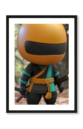 Cute  Ninja Warrior with Orange Helmet and Sword