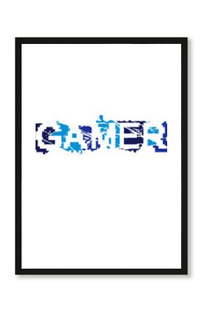 bunt gamer cool risse kratzer logo wahrer pixel 8 bit retro zocken spielen computer spaß konsole controller freak pad game spiel clipart