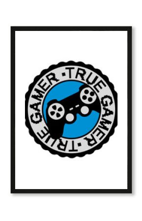 rund kreis stempel logo true gamer wahrer pixel 8 bit retro zocken spielen computer spaß konsole controller freak pad game spiel clipart