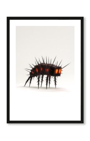 Dark Spiky Creature with Glowing Eyes Digital 3D Render