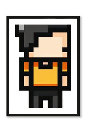 Pixel Art Male Avatar: Casual Orange Shirt, Dark Hair