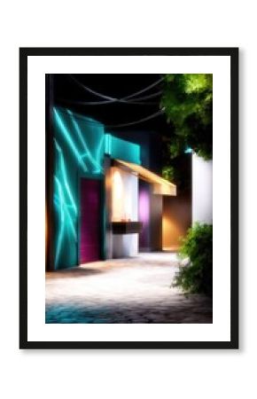 Cyberpunk Alleyway at Night Lit by Neon Lights
