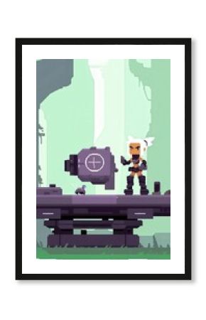 Pixel Art Girl with Weapon