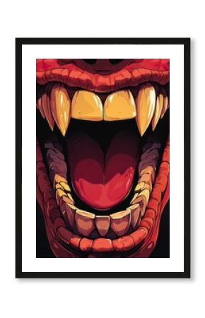 Monster Mouth with Sharp Teeth and Long Tongue