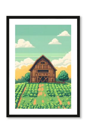 Pixel Art Farm with Barn