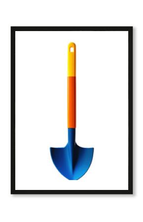Isolated Blue, Orange, and Yellow Toy Shovel